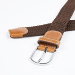 Solid Woven Stretch Belt // Brown