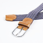 Two-Tone Woven Stretch Belt // Pale Blue + White