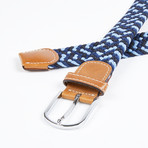 Patterned Woven Stretch Belt // Black + Light Blue + Navy
