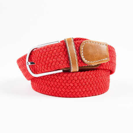 Solid Woven Stretch Belt // Red