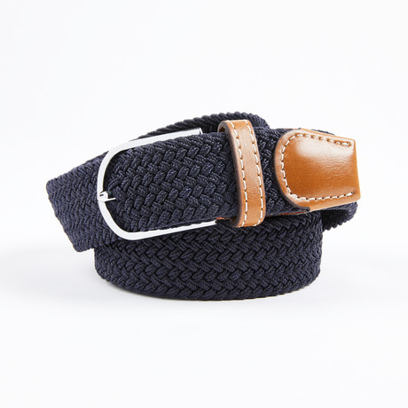 Solid Woven Stretch Belt // Navy