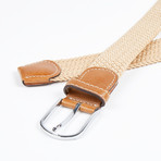 Solid Woven Stretch Belt // Cream