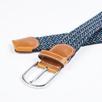 Multi-Tone Woven Stretch Belt // Navy + White + Turquoise
