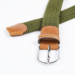 Solid Woven Stretch Belt // Olive