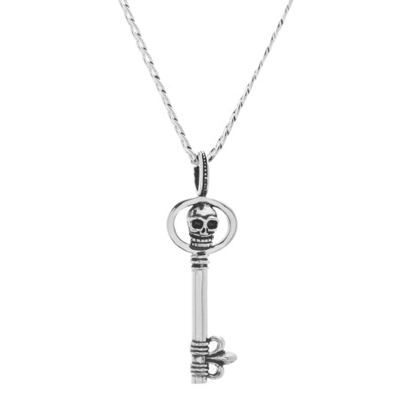 Skull Key Necklace // Silver