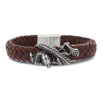 Dragon + Leather Braid Bracelet // Brown