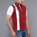 Cedar Single Stripe Short Sleeve Polo Shirt // Burgundy (M)