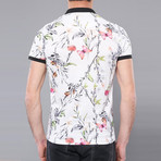 Glenn Floral Short Sleeve Polo Shirt // Ecru (L)