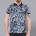 Cliff Floral Short Sleeve Polo Shirt // Navy (XL)