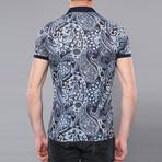 Cliff Floral Short Sleeve Polo Shirt // Navy (M)