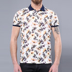 Birk Floral Short Sleeve Polo Shirt // Ecru (L)