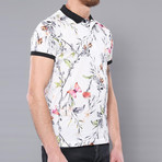 Glenn Floral Short Sleeve Polo Shirt // Ecru (S)
