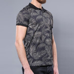 Aster Floral Short Sleeve Polo Shirt // Gray (M)
