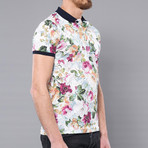 Dale Floral Short Sleeve Polo Shirt // Ecru (M)