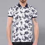 Leif Floral Short Sleeve Polo Shirt // Ecru (2XL)