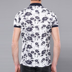 Leif Floral Short Sleeve Polo Shirt // Ecru (S)