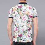Dale Floral Short Sleeve Polo Shirt // Ecru (M)