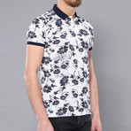 Leif Floral Short Sleeve Polo Shirt // Ecru (L)