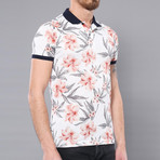 Land Floral Short Sleeve Polo Shirt // Ecru (XL)