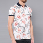 Land Floral Short Sleeve Polo Shirt // Ecru (M)