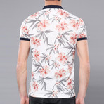 Land Floral Short Sleeve Polo Shirt // Ecru (M)