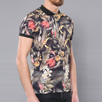 Forrest Floral Short Sleeve Polo Shirt // Multicolor (S)