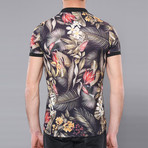Forrest Floral Short Sleeve Polo Shirt // Multicolor (L)