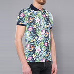North Floral Short Sleeve Polo Shirt // Green (S)