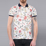 Orion Floral Short Sleeve Polo Shirt // White (XL)