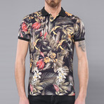 Forrest Floral Short Sleeve Polo Shirt // Multicolor (S)