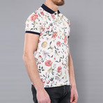 Orion Floral Short Sleeve Polo Shirt // White (XL)
