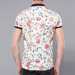 Orion Floral Short Sleeve Polo Shirt // White (L)