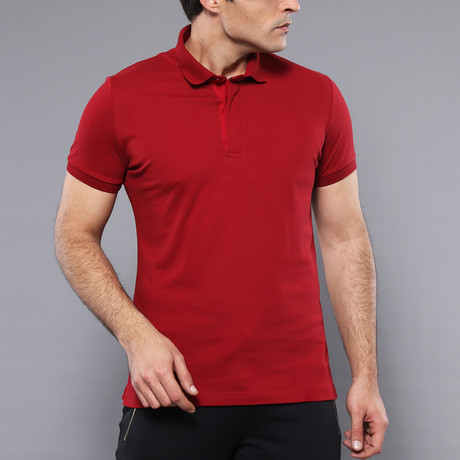 Bay Solid Short Sleeve Polo Shirt // Burgundy (S)