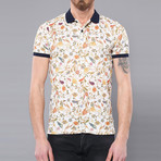 Wolfe Floral Short Sleeve Polo Shirt // Beige (2XL)
