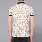 Wolfe Floral Short Sleeve Polo Shirt // Beige (L)
