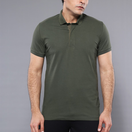 Lark Solid Short Sleeve Polo Shirt // Olive (S)