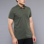 Lark Solid Short Sleeve Polo Shirt // Olive (L)