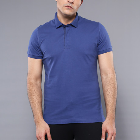 West Solid Short Sleeve Polo Shirt // Indigo (S)