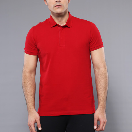 Woody Solid Short Sleeve Polo Shirt // Red (S)