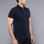 Berry Solid Short Sleeve Polo Shirt // Navy (M)