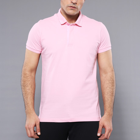 Sage Solid Short Sleeve Polo Shirt // Pink (S)