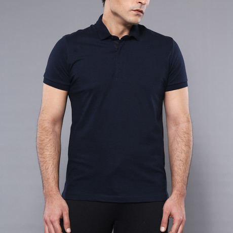 Berry Solid Short Sleeve Polo Shirt // Navy (S)