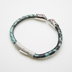 Dell Arte // Snake Charm + Snake Print Leather Bracelet // Multicolor