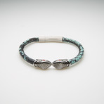Dell Arte // Snake Charm + Snake Print Leather Bracelet // Multicolor