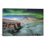 Kirkjufell Iceland Green Aurora (26"W x 18"H x 0.75"D)