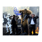 Peter Mayhew Signed Finn, Chewbacca + Han Solo Under Arrest Force Awakens Photo