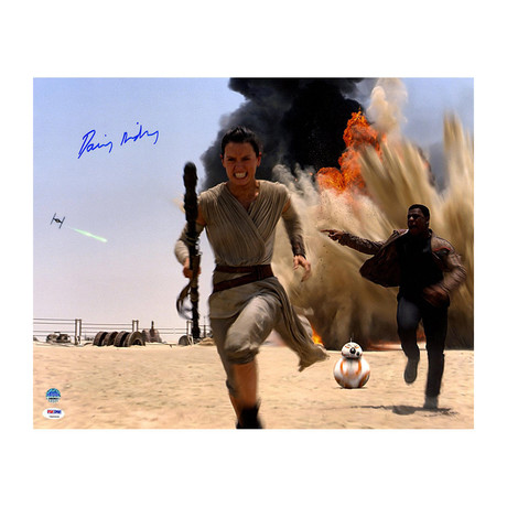 Daisy Ridley Signed Rey Running With Finn Photo