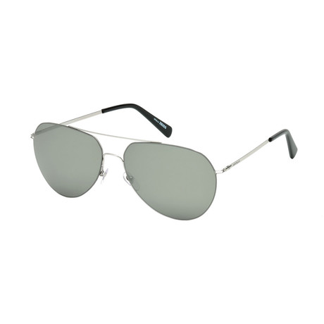 Montblanc Men's Ultra Lightweight Aviator Sunglasses // Silver + Mirror