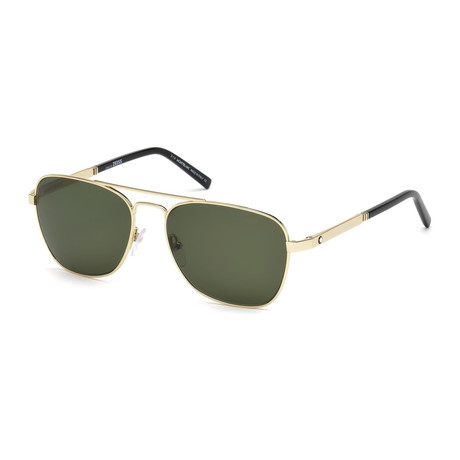 Montblanc Men's Classic Pilot Sunglasses // Gold + Green