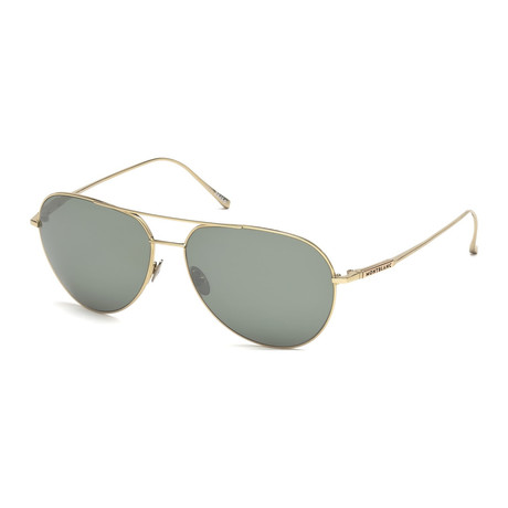 Montblanc Men's Classic Aviator Sunglasses // Gold + Green